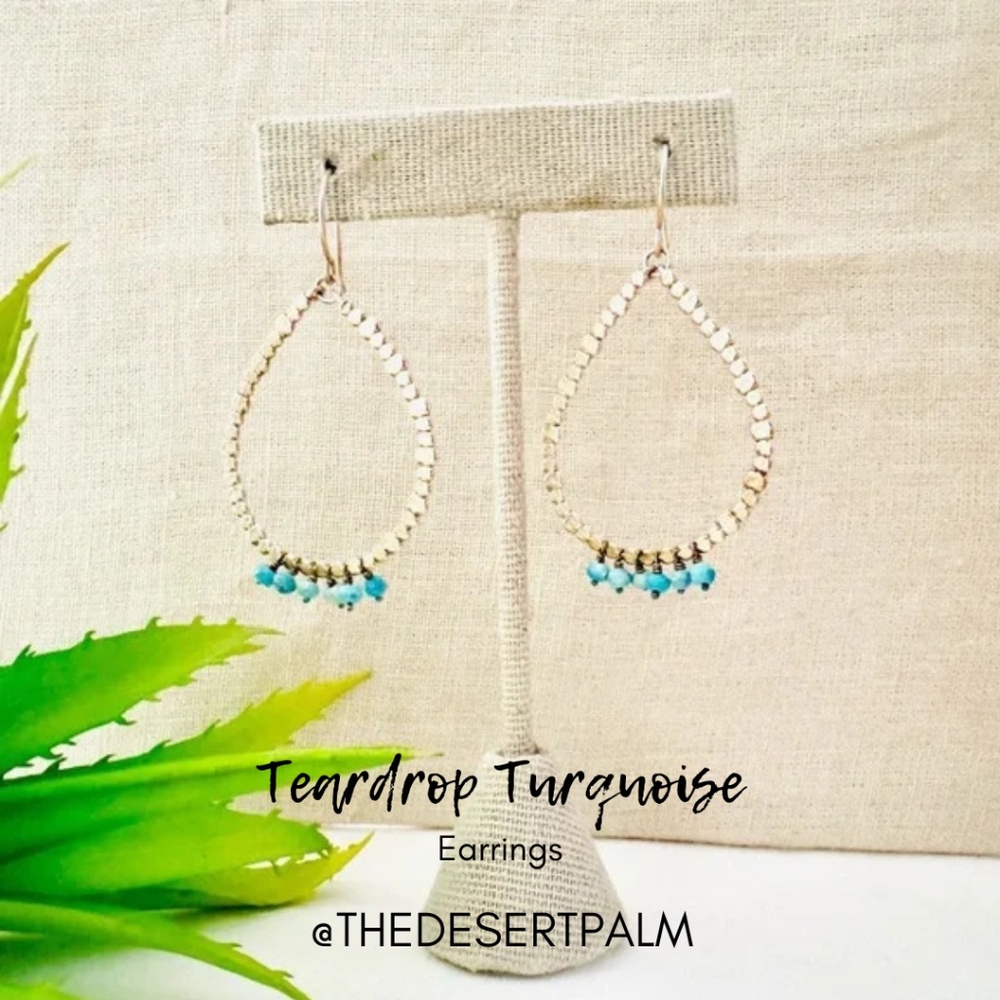 Turquoise Teardrop Earrings | 18k Gold Vermeil | Hawaiian Designer
